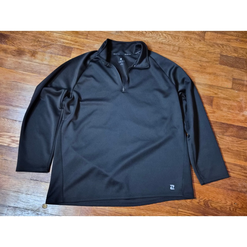 Zelos Mens Large Black Quarter Zip Pullover Dry Tech Activewear Sportswear Top